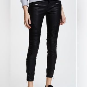 Blank NYC leather moto zip ankle pants